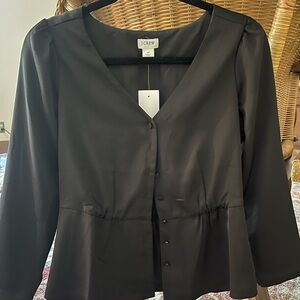 NWT J. Crew Women's Elegant Black Blouse